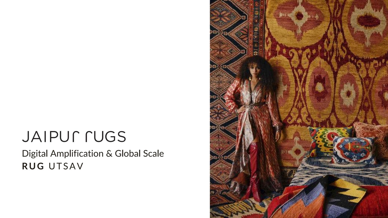 Title slide of the Jaipur Rugs Rug Utsav digital amplification pitch deck