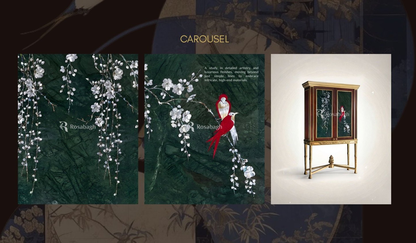 The Calyx Cabinet in malachite and deep blue